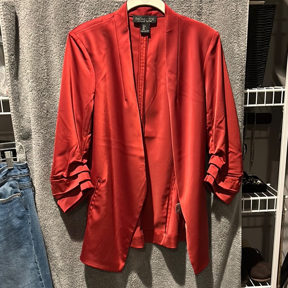 Rachel Zoe Red Blazer with Modern Open Front